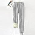 thumbnail image 5 of Ecqkame Leggings for WomenWomen's Solid Color Fleece Pockets Plus-Size Bandage Elastic Waist Wei Pants Casual Harun Leggings Gray L, 5 of 5