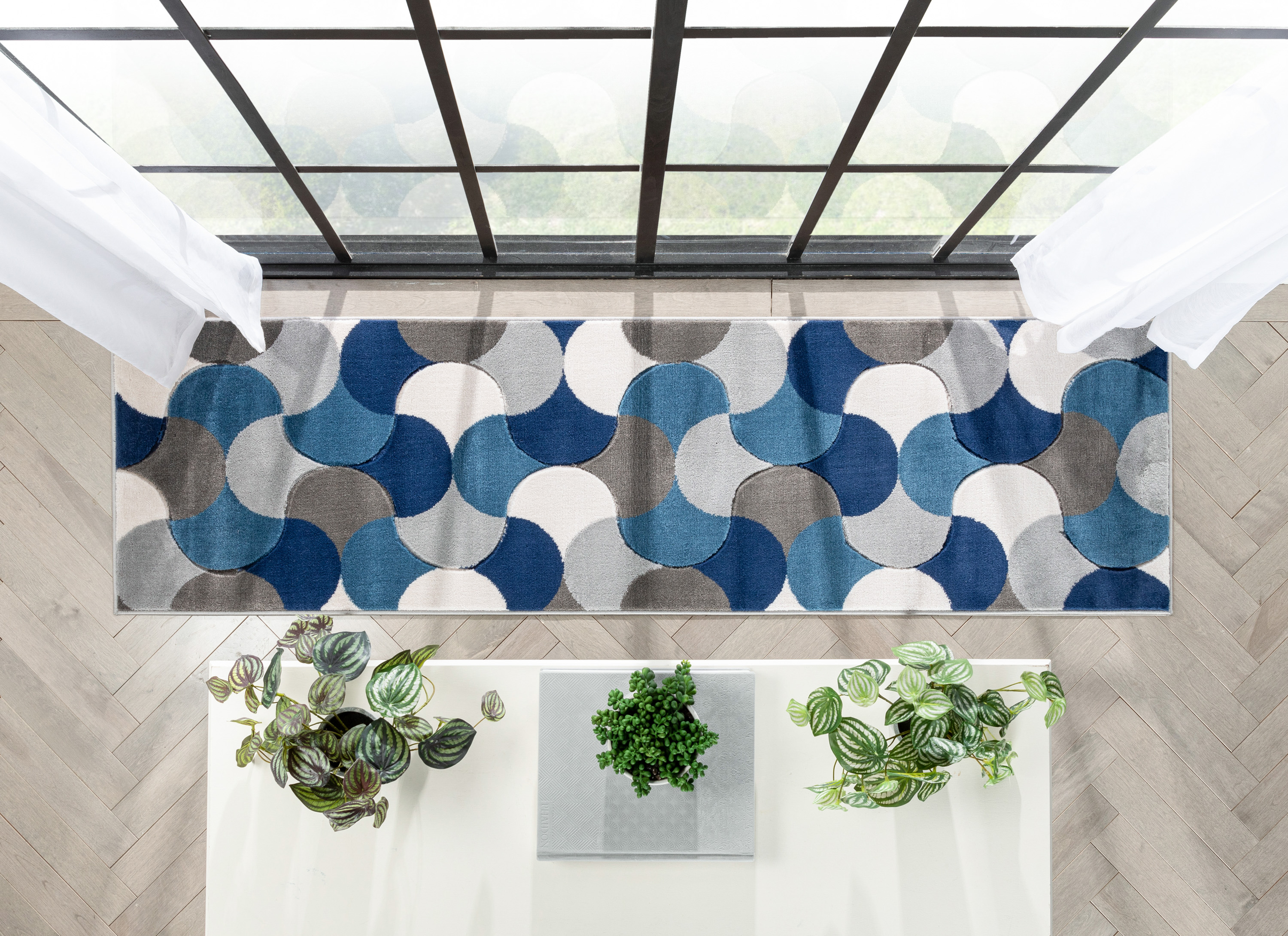 Well Woven Good Vibes Helena Modern Geometric Blue 2'7" x 7'3" Runner Rug
