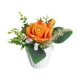 thumbnail image 3 of Rosas artificiales en maceta, plantas falsas, flores de seda novedosas en maceta en jarrón para regalo de inauguración de la casa, cafetería, sala de Naranja, 3 of 8