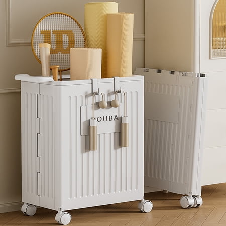 White Storage Box W/ Lid Universal Wheels Collapsible Storage Organizer