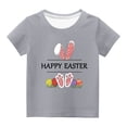 thumbnail image 1 of Penkiiy T-Shirts de Pâques pour Enfants Garçons Filles Mode Mignon Oreilles de Lapin de Pâques Œufs de Pâques Imprimé Col Rond Manches Courtes 4 Ans Gris, 1 of 4
