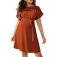 thumbnail image 1 of xiaxaixu Robe de Grossesse pour Femmes Robes d'Été Décontractées Manches Courtes Col Rond Robe de Baby Shower avec Ceinture, 1 of 7
