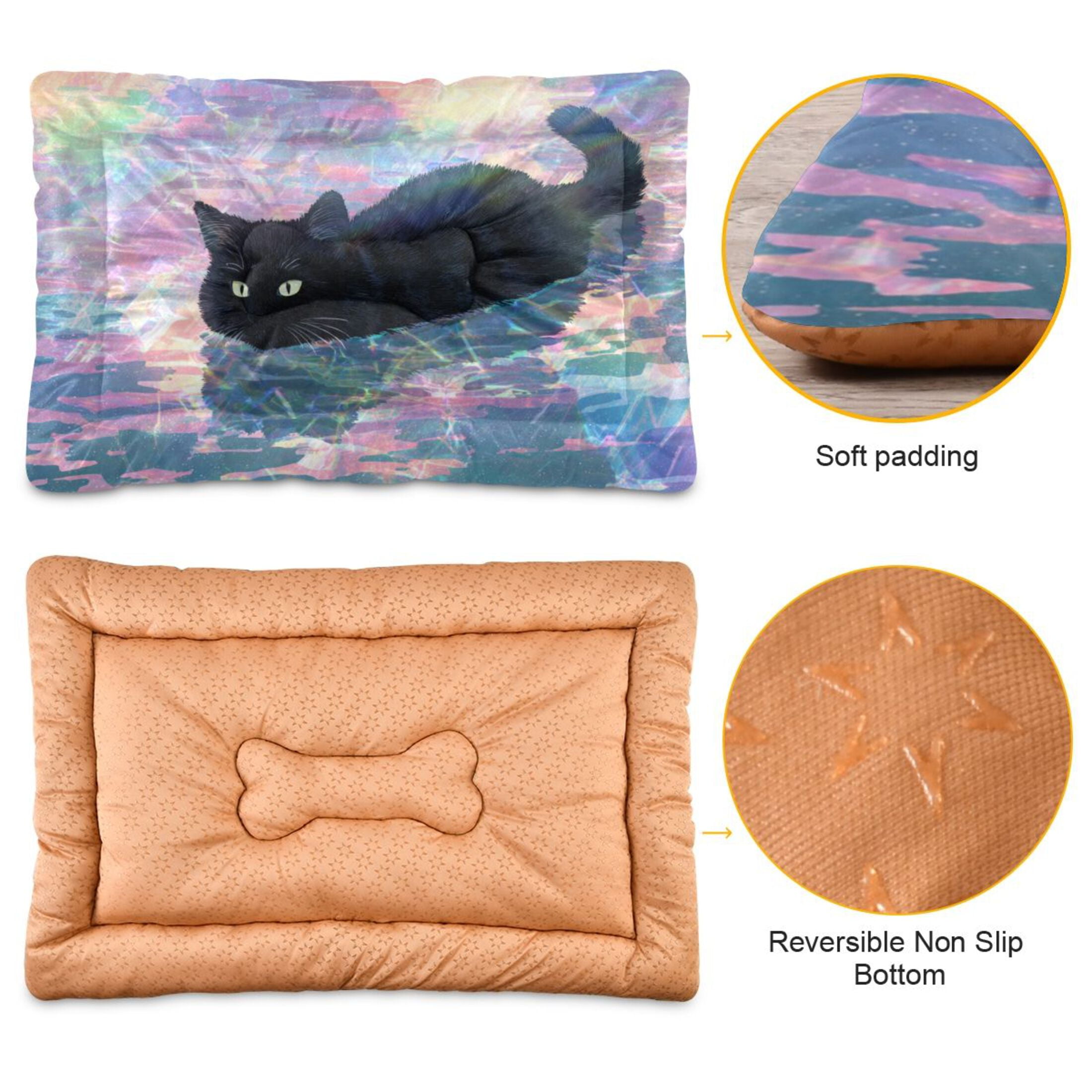 Cozy Mat Pet Bed Indoor Outdoor Warm Soft For Cat Dog Puppy(S/M) Black Cat Swimming