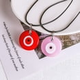 thumbnail image 4 of Kripyery Round Heart Dangle Adjustable Faux Leather Rope Unisex Necklace Eye Pendant Party Necklace Jewelry Accessories, 4 of 8