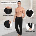 thumbnail image 4 of EA'S SECRET 100% Cotton Men's Breathable Pajama Pant Lightweight Lounge Pants Soft Sleep Pants for Men Sleepwear with Pockets Knit Jogger Sleep Comfy Pj Pant(Black&Gray,L), 4 of 7