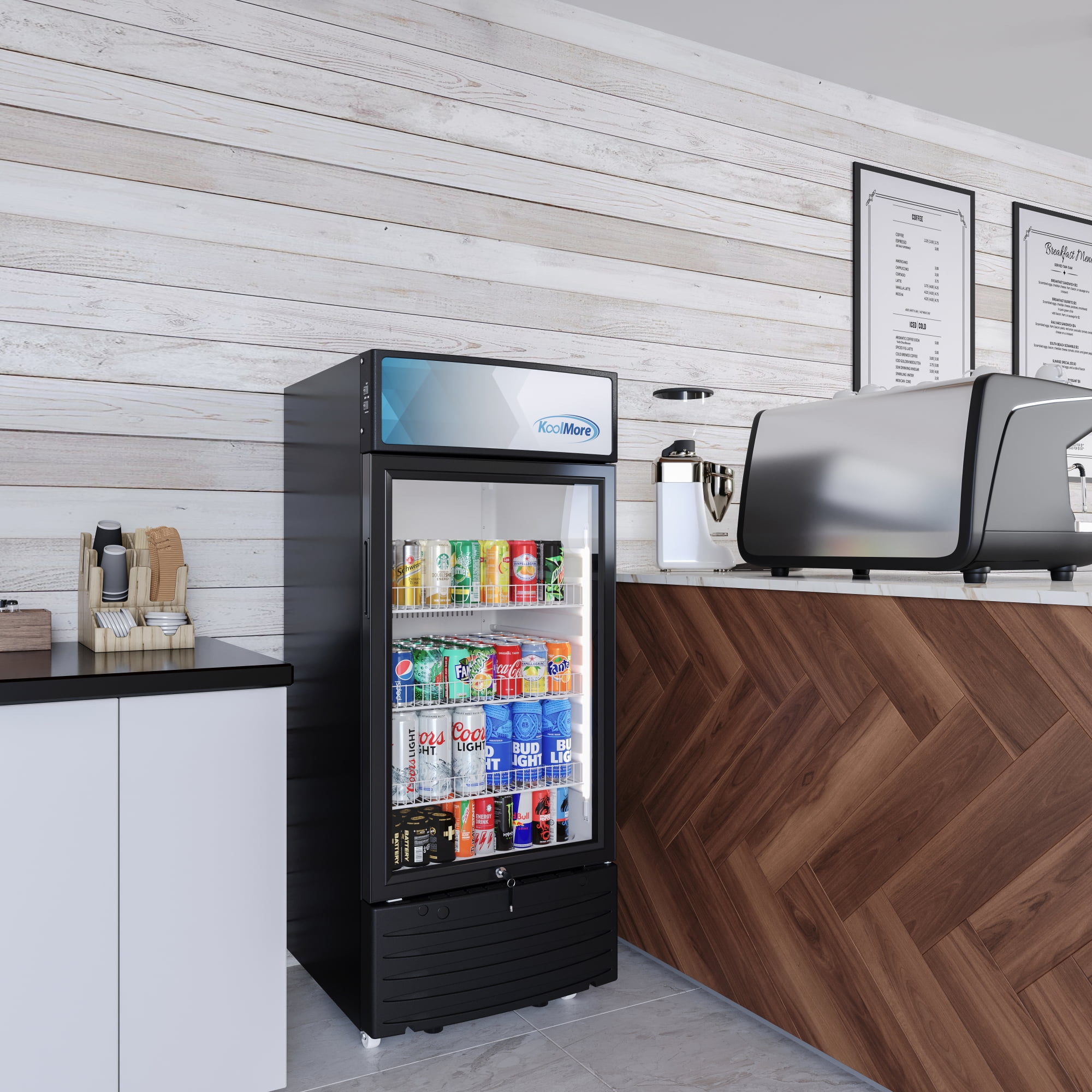 6 cu. ft. One Glass Door Commercial Display Merchandiser Refrigerator (KM-MDR-1D-6C)