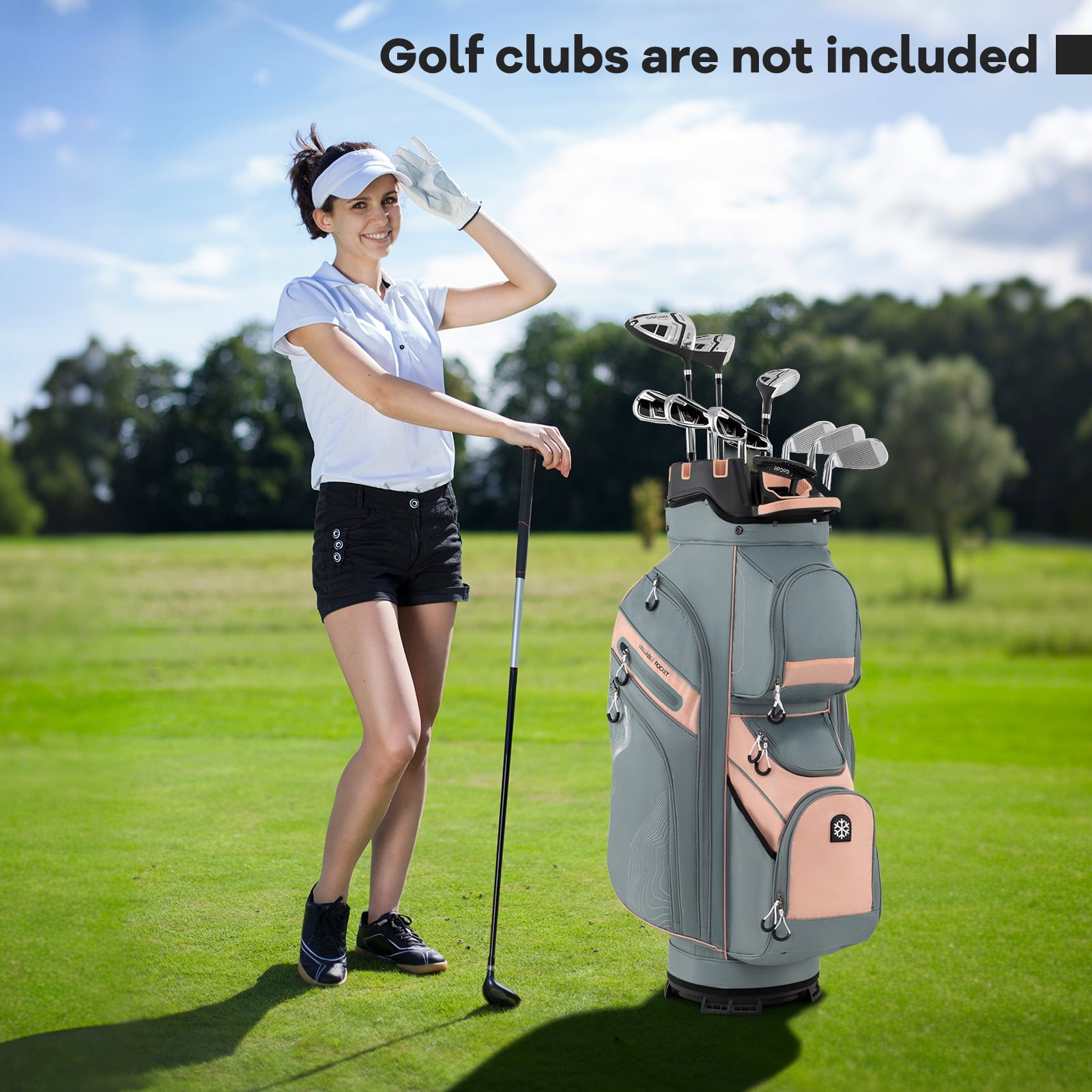 Gymax Golf Cart Bag Molded Lock Top Golf Bag w/14-Way Full Length Dividers 11 Pockets Dusty Pink