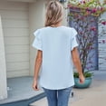 thumbnail image 4 of Blusas de Verano para Mujer, con Volantes, Corta, Cuello Redondo, Informales, Plisadas Al Frente, Básicas. Azul S, 4 of 9