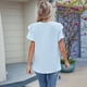 thumbnail image 4 of Blusas de Verano para Mujer, con Volantes, Corta, Cuello Redondo, Informales, Plisadas Al Frente, Básicas. Azul XXL, 4 of 9