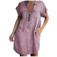 thumbnail image 1 of Prolriy Robes Printemps Été pour Femmes 2025 Robe d'Été Mode Slim Manches Midi Courte Robe Décontractée Robes d'Été pour Femmes, Robes Femmes Rouge TTG, 1 of 3