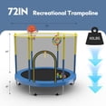 thumbnail image 3 of 72" Trampoline for  with Net,6 FT Indoor & Outdoor Small  Trampoline with Basketball Hoop & Dart Board for Ages 1-8, Birthday Gifts for Boys & Girls,   Christmas Toys, 3 of 7