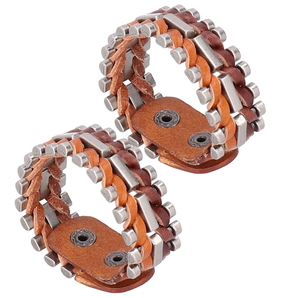 Muequera de cuero, cuero partido de vaca Pulsera de cuero genuino Pulsera de cuero, estilo trenzado ajustable para regalo Presente Hombres Mujeres Ami,Pulsera Hip-Hop Pulsera Pulsera de cuero Pulsera Higoodz Arte y Manualidades