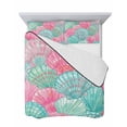thumbnail image 7 of Quilts Twin-XL Size Bedding Set, Green Pink Shell Lightweight Quilted Comforter, Coastal Summer Beach Ocean Conch Soft Reversible Bedspread Coverlet with Pillow Covers for All Season, 68" x 98", 7 of 7