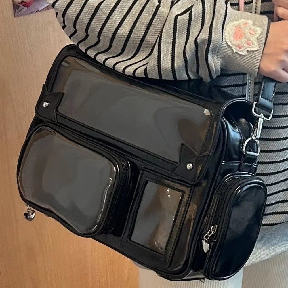 Vjnyvs Japanese Backpack Kawaii Ita Bag Y2K Harajuku Shoulder Crossbody Bag Leather Bag Anime Handle Rucksack Bag for Woman