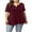 Wine Red, variant on Women's Plus Size Henley V Neck Button up Tunic Tops Casual Short Sleeve Blouse Shirts