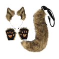 thumbnail image 3 of Ears and Tail Set Wolf Ears Hair Clip con guantes, disfraz de felpa para niños adultos Hair Hoop para baile, baile, regalos divertidos Dress Café, 3 of 8