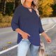 thumbnail image 5 of TaTaai Womens Plus Size Crew Neck Three Quarter Sleeve T-Shirt Random Print Front Cutout Design Soft Breathable Casual Base Layer Top For Spring Summer Daily Wear Gift, 5 of 7