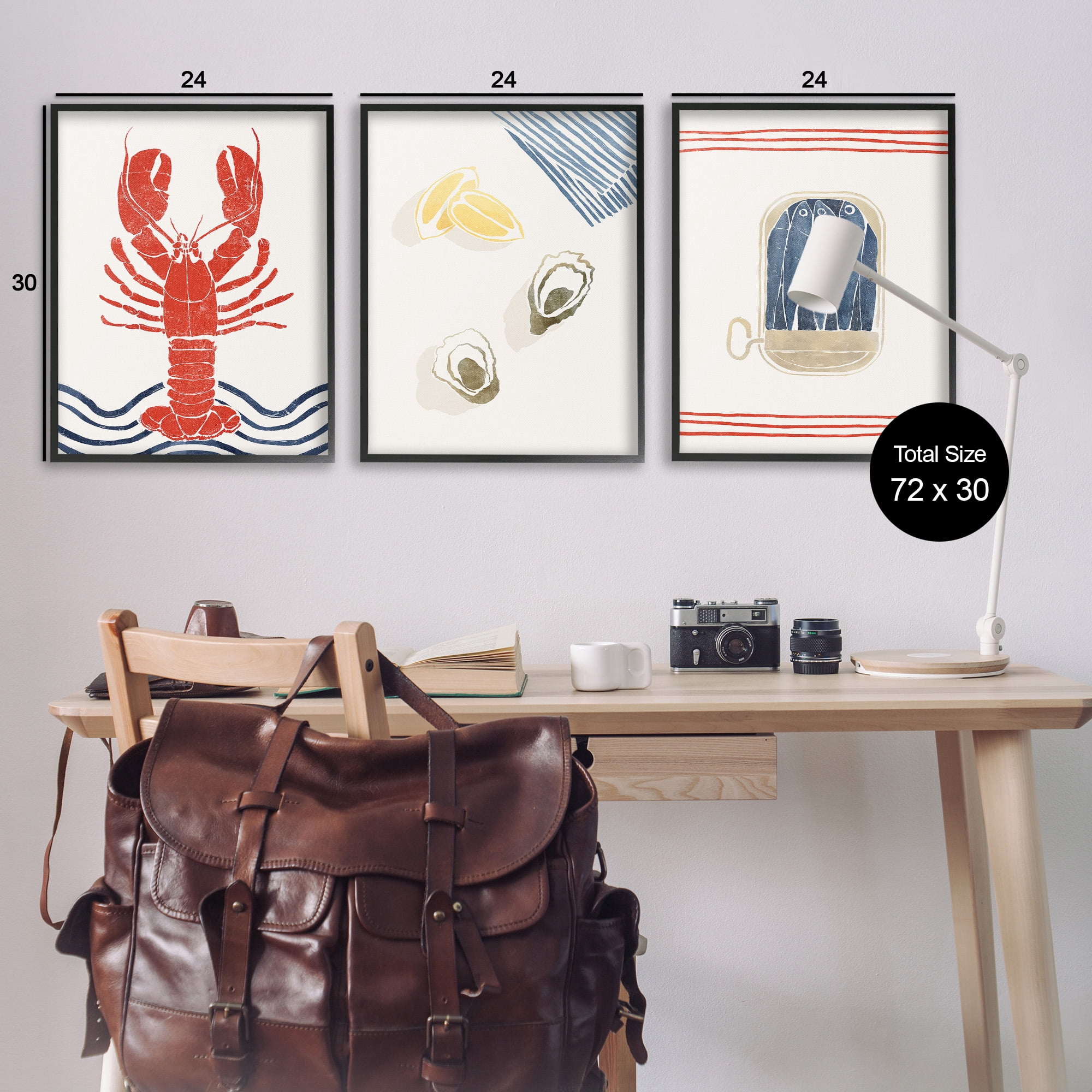 Stupell Industries Abstract Ocean Life Animals & Insects Painting Black Framed Art Print Wall Art, 24 x 30, Set of 3