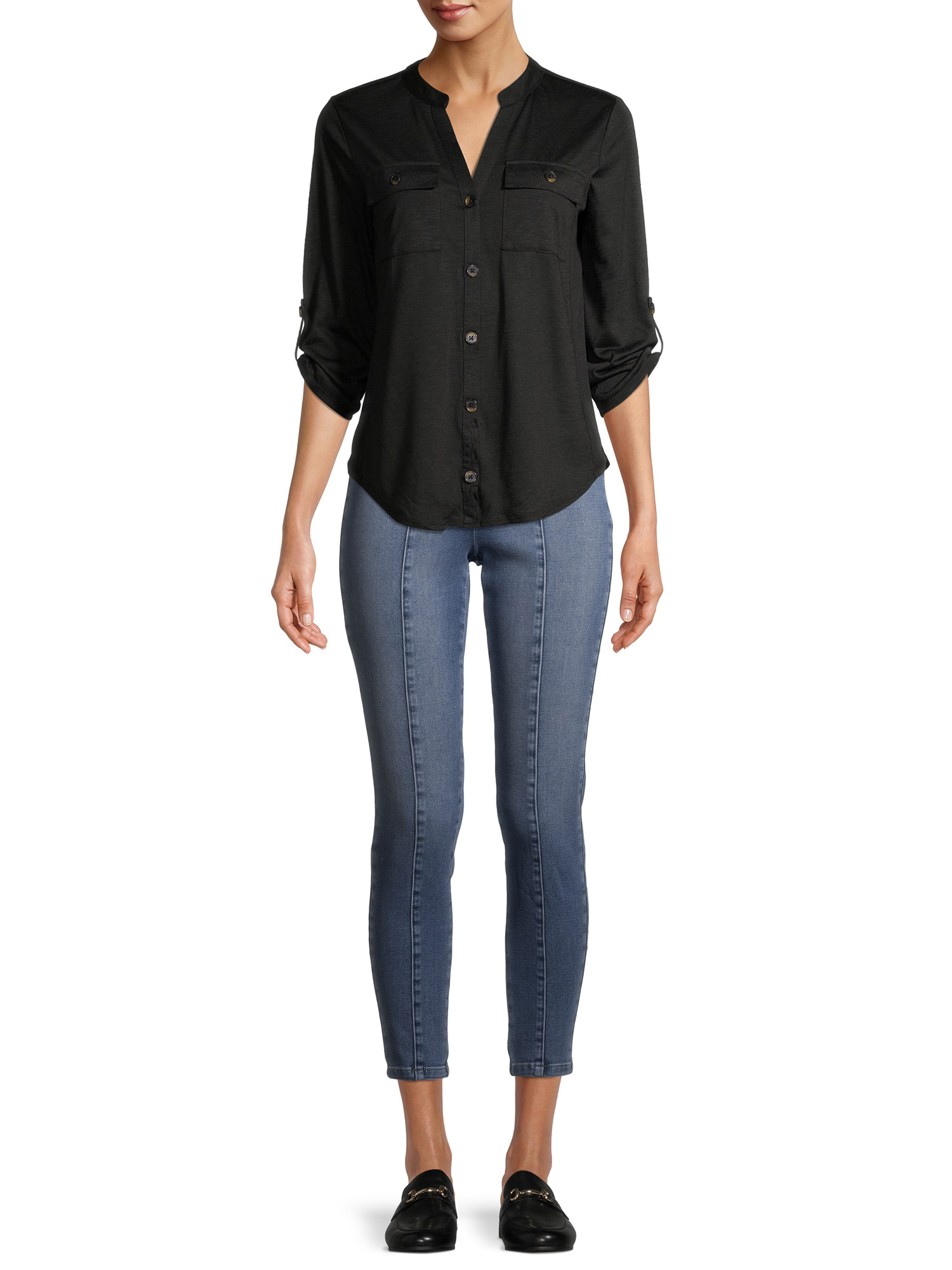 Time and Tru Women's Pull On Seamed Front Skinny Jeans - image 3 of 6