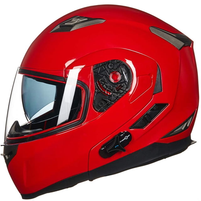 Casco de moto ILM 953 Bluetooth integrado modular rojo S