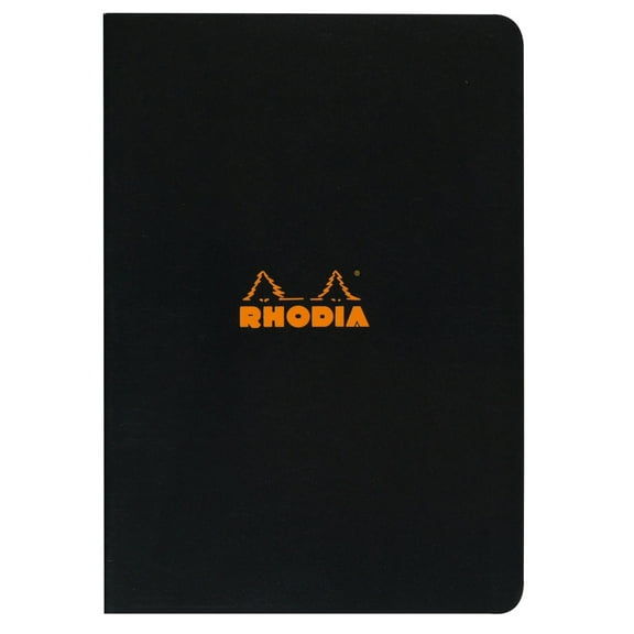 Rhodia Side Stapled Notebook, Lined, 8.25 in x 11.75 in, Black