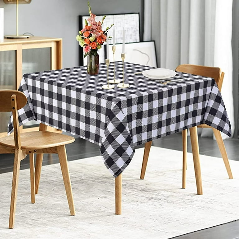 Haperlare Buffalo Plaid Checkered Table Cloth Waterproof Washable  Tablecloth Polyester Small Square Table Cover for Home Decoration, Black  Square, 52x52 