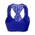 thumbnail image 3 of URBAN DAIZY Women's Seamless Lace Bra Racerback Padded Sexy Floral Mesh Bralette Crop Top Removable Pads Breathable Bustier A11_6324 Denim Blue XL, 3 of 7