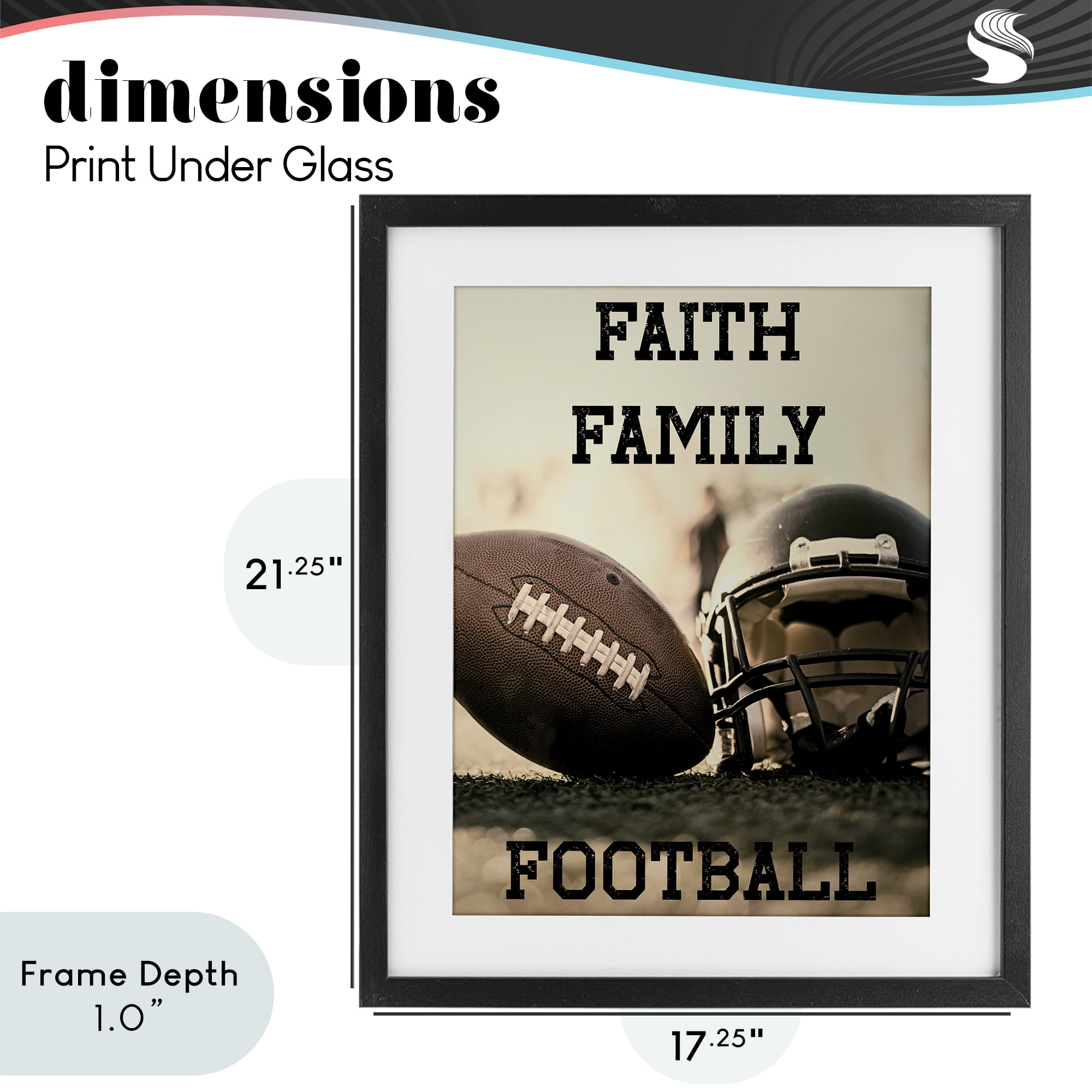Stupell Industries Faith Family Football Black Framed Print Under Glass, design by Jesse Keith