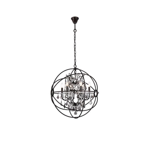 Elegant Lighting Geneva 25" 6 Light Royal Crystal Pendant Lamp