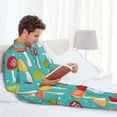 thumbnail image 6 of Salouo Mushrooms Print Button-Front Long Sleeve Pajama Set for Men, Soft 2Pjs Men's Long Sleeve Sleepwear-Large, 6 of 7