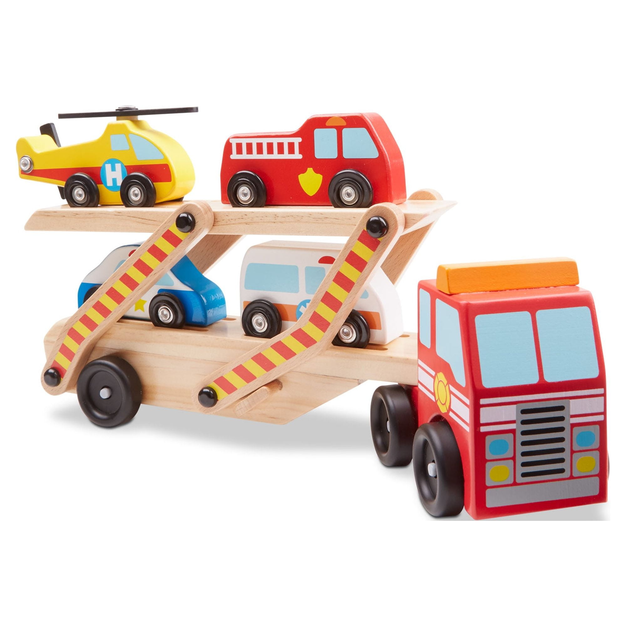 Melissa & Doug Wooden Emergency Vehicle Carrier