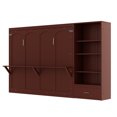 thumbnail image 6 of MODERNLUXE Queen Size Murphy Bed with 5-Tier Adjustable Storage Shelves,Wall Bed Cabinet Bed with 1 Drawer,Foldable Platform Bed for Guest Room Bedroom,Walnut, 6 of 8