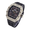 thumbnail image 4 of CHARLES RAYMOND Men's Luxury Iced Out Crystals Diamond Watch with Unique Tonneau Shape, Comfortable Silicone Band, Show Your Style Design (ST10526 BLK Gold), 4 of 4