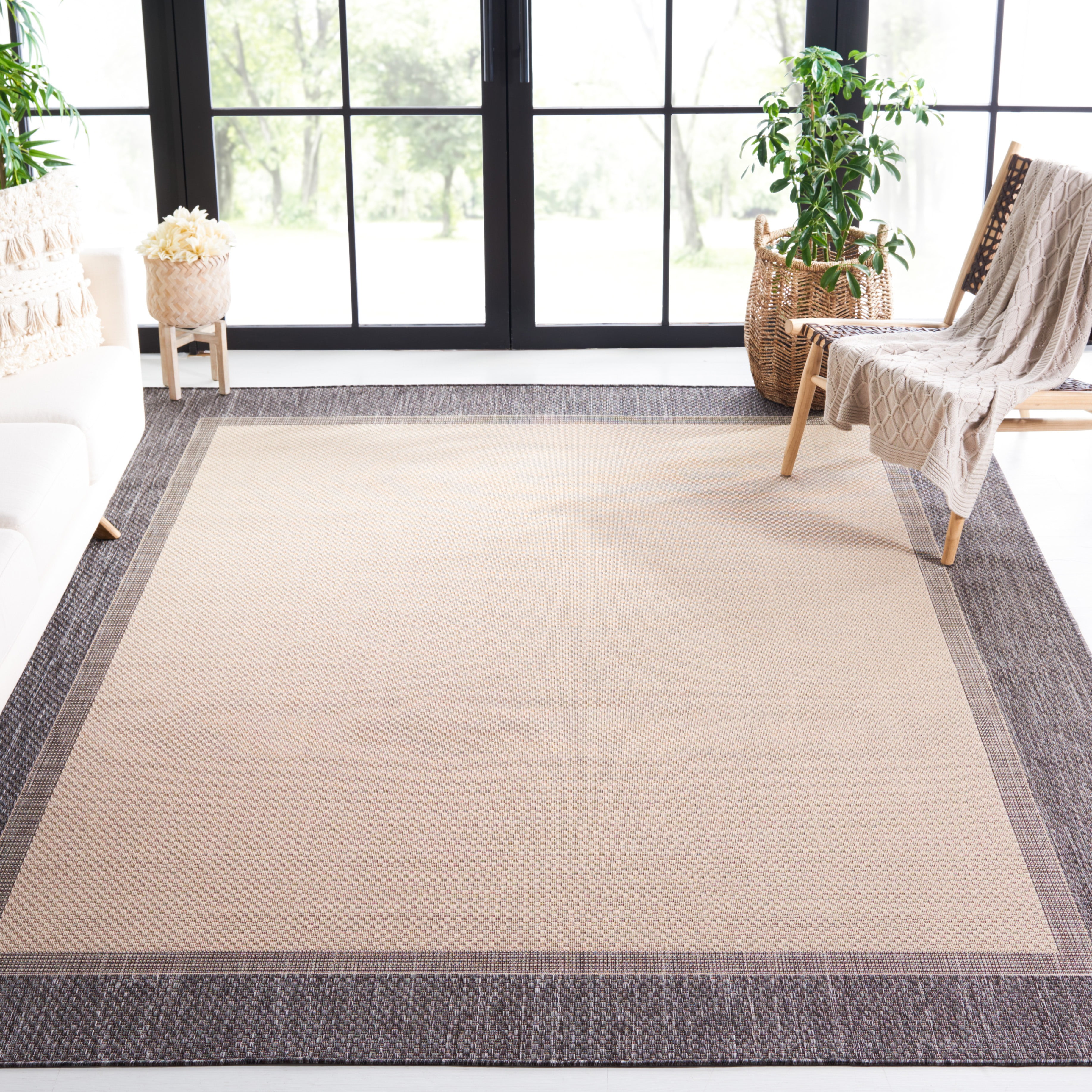 SAFAVIEH Martha Stewart Geometric Indoor/Outdoor Area Rug, Camel/Brown, 4'5" x 6'5"