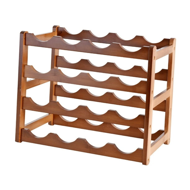 Estante de madera para vino tinto, decoración, material grueso, soporte para vino. 4 capas 16 botellas