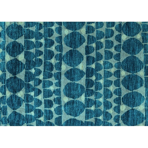 Ahgly Company Indoor Rectangle Abstract Light Blue Modern Area Rugs, 2' x 5'