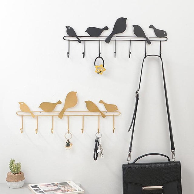 2 de pared de pájaro colgador decorativo multifuncional ropa estante cocina adorno montado en pared almacenamie Macarena colgador de ropa