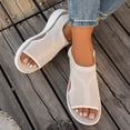 thumbnail image 2 of Rokment Womens Knit Mesh Athletic Orthopedic Slingback Sandals Open Toe Slip on Casual Wedge Shoes Breathable Comfortable Walking Sneakers Summer Beige Size 6.5, 2 of 5