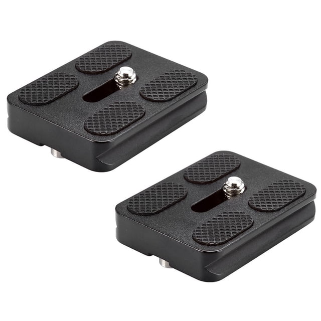 Paquete de 2 tornillos de placa de liberación rápida de metal universal PU-50 de 50 mm, que cumplen con el estándar para rótula de trípode de cámara (negro)