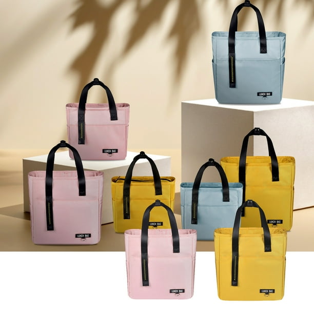Bolsa térmica aislante para mujer - Nevera compacta reutilizable con forro de aluminio, 10,63x5,91x11,02 pulgadas, a la moda para oficina, picnic y viajes