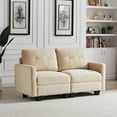 thumbnail image 1 of Lecut Loveseat Mid Century Velvet Modular Loveseat 2 Seater Sofa Couch with Storage Small Couch for Small Spaces Beige, 1 of 8