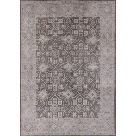Ahgly Company Indoor Rectangle Mid-Century Modern Silver Pink Oriental Area Rugs, 4' x 6'