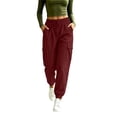 thumbnail image 6 of Ltctricy Cargo Pants for Women Drawstring Casual Jogger Pants Outdoor Elastic Waisted Hiking Pants with Pockets(Wine,Medium), 6 of 7