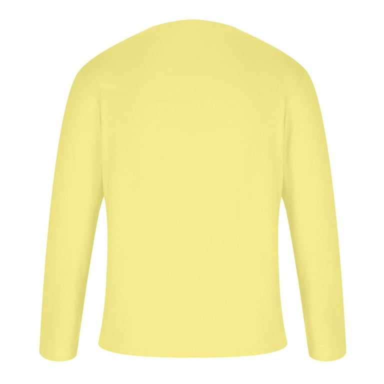 Long Sleeve Shirts for Men Shirts for Men Men Casual Shirt Solid Long  Sleeve V-Neck Pullover Blouse Tops Men'S Long Sleeve Shirts Sweaters for  Men Clearance Yellow,M 