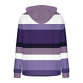 thumbnail image 4 of SwiftWear Women's Striped Fleece Drop-Shoulder Hoodie - Casual Pullover Soft Plush Loungewear with Pocket for Fall Winter Purple, 4 of 5