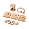 thumbnail image 3 of 6 piezas juguetes para bebés de madera juguetes para sonajeros de madera anillos de agarre juguete para agarrar el anillo de madera para bebés, 3 of 9