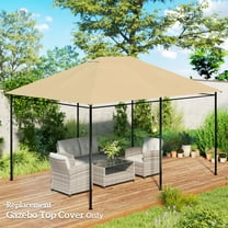 Outsunny 10' x 13' Gazebo Canopy Replacement, Patio Gazebo Roof with Top Vents for 84C-116, Khaki