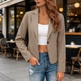 thumbnail image 6 of yeiolnoer Suit Jacket for Women Elegant Button Front Blazers Solid Color Long Sleeve Shirts for Business Office(Beige,Medium), 6 of 7