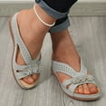 thumbnail image 2 of Womens Wedge Sandals Boho Flower Dressy Sandal Rubber Sole Casual Beach Slip on Summer Sandals Slipper, 2 of 4