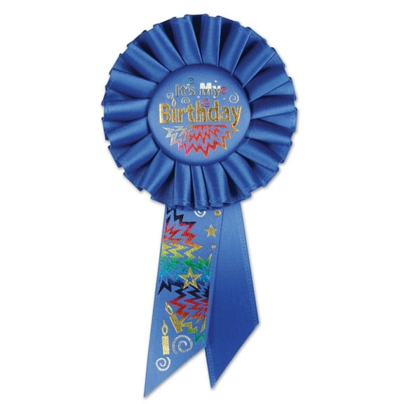 Pack of 6 Royal Blue "It's My Birthday" Party Celebration Rosette Ribbons 6.5"